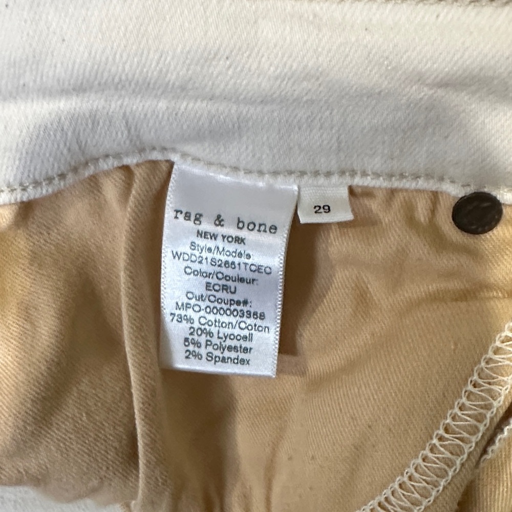 Rag & Bone Off White Cate Mid-Rise Ankle Skinny Jeans Size 29 - Picture 6 of 9